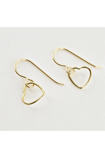 Dainty Gold Heart Dangle Earrings