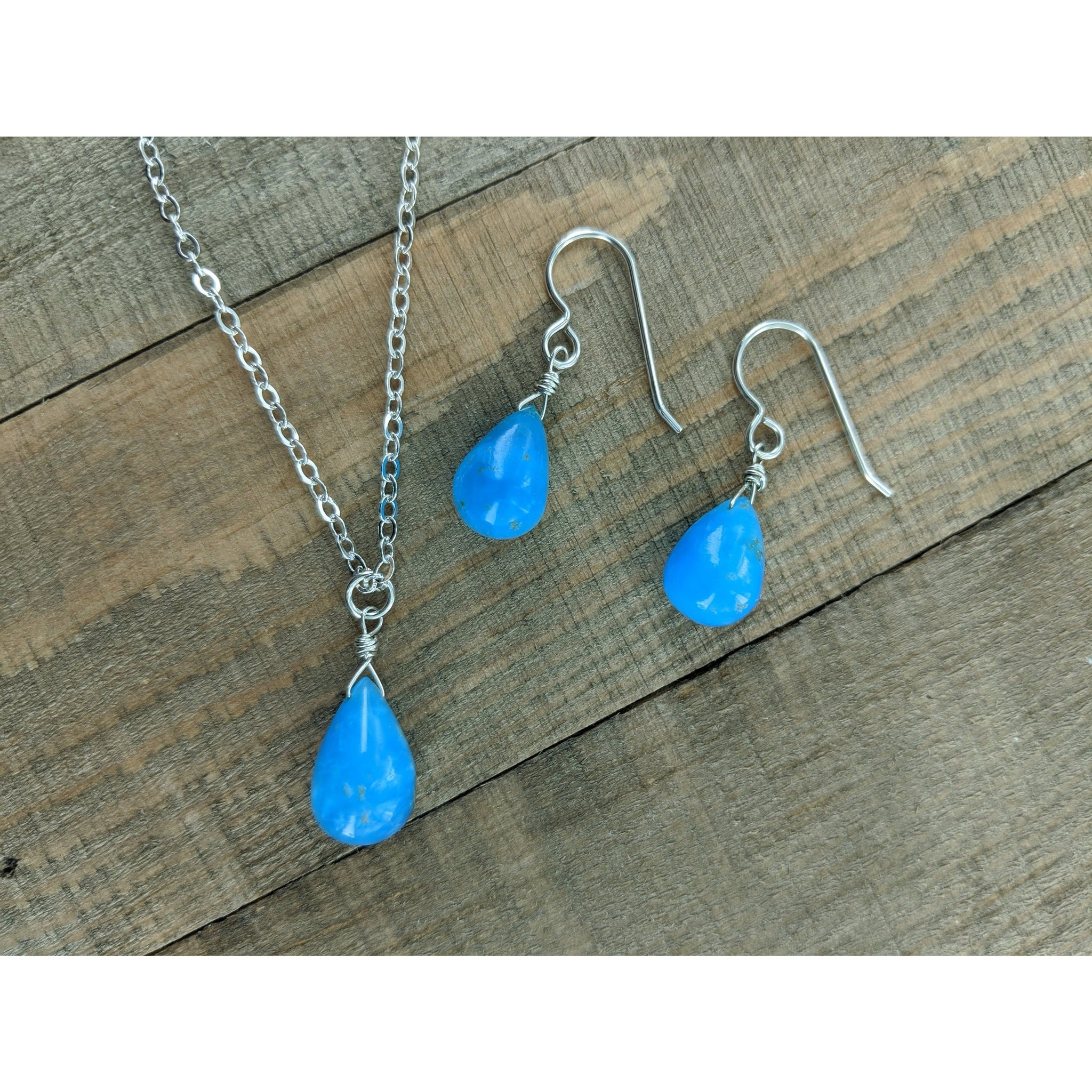 Hemimorphite Sky Blue Gemstone Drop Earrings