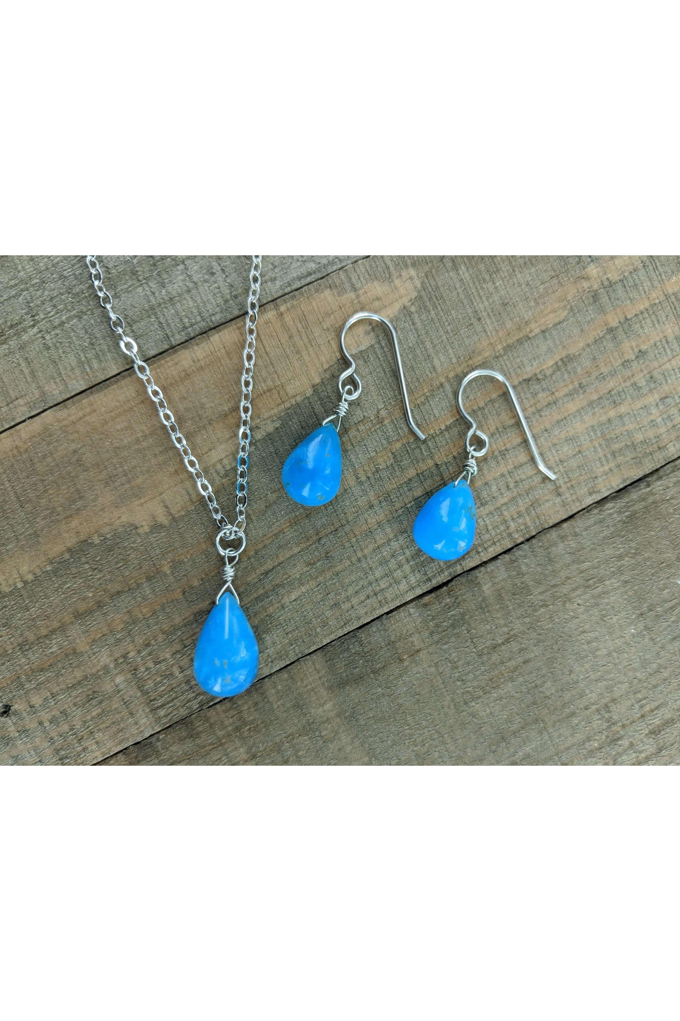 Hemimorphite Sky Blue Gemstone Drop Earrings