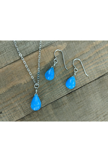 Hemimorphite Sky Blue Gemstone Drop Earrings