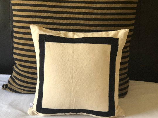 White Black Designer Shams, Trim Cotton Cushion Covers