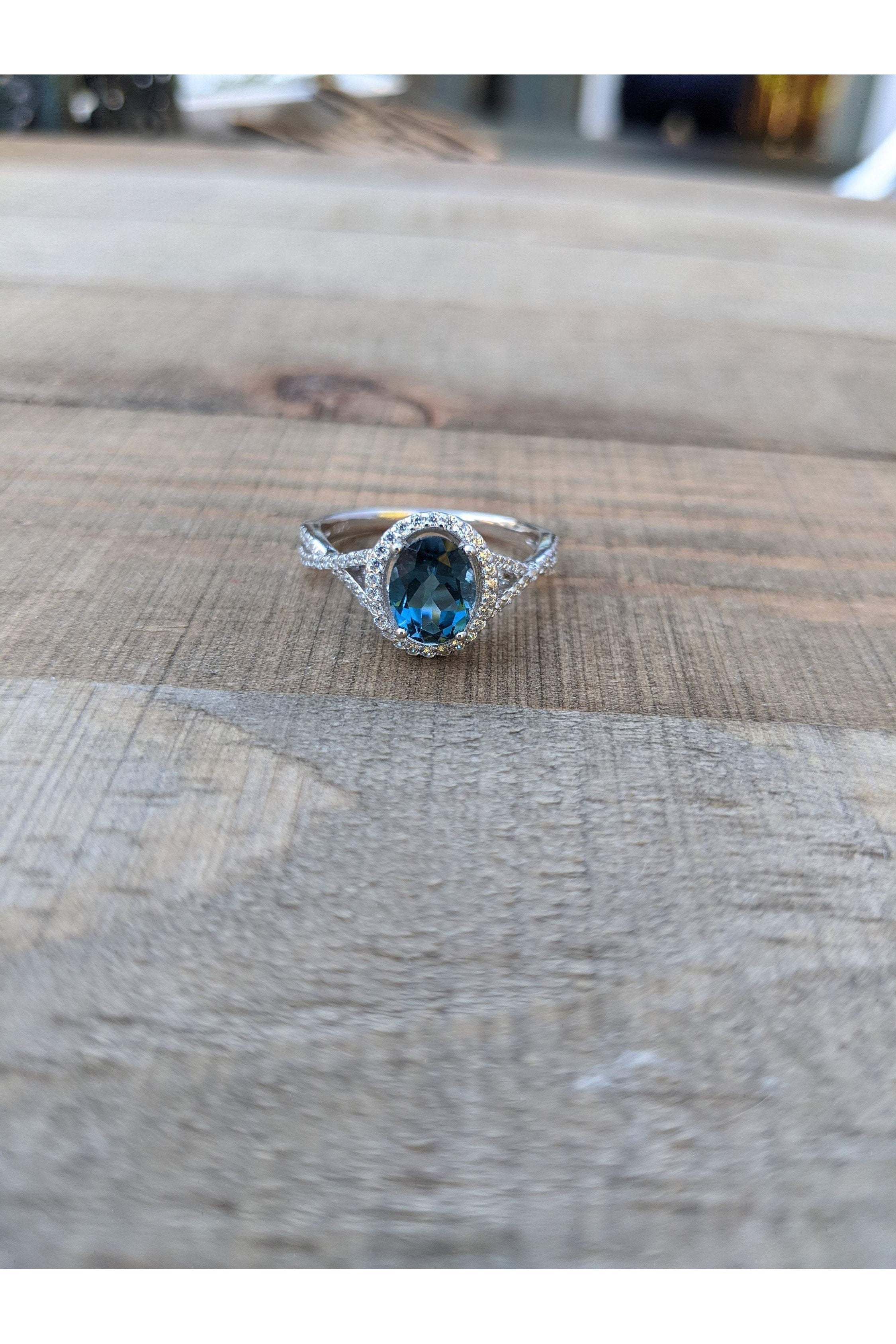 Oval London Blue Topaz Silver Ring