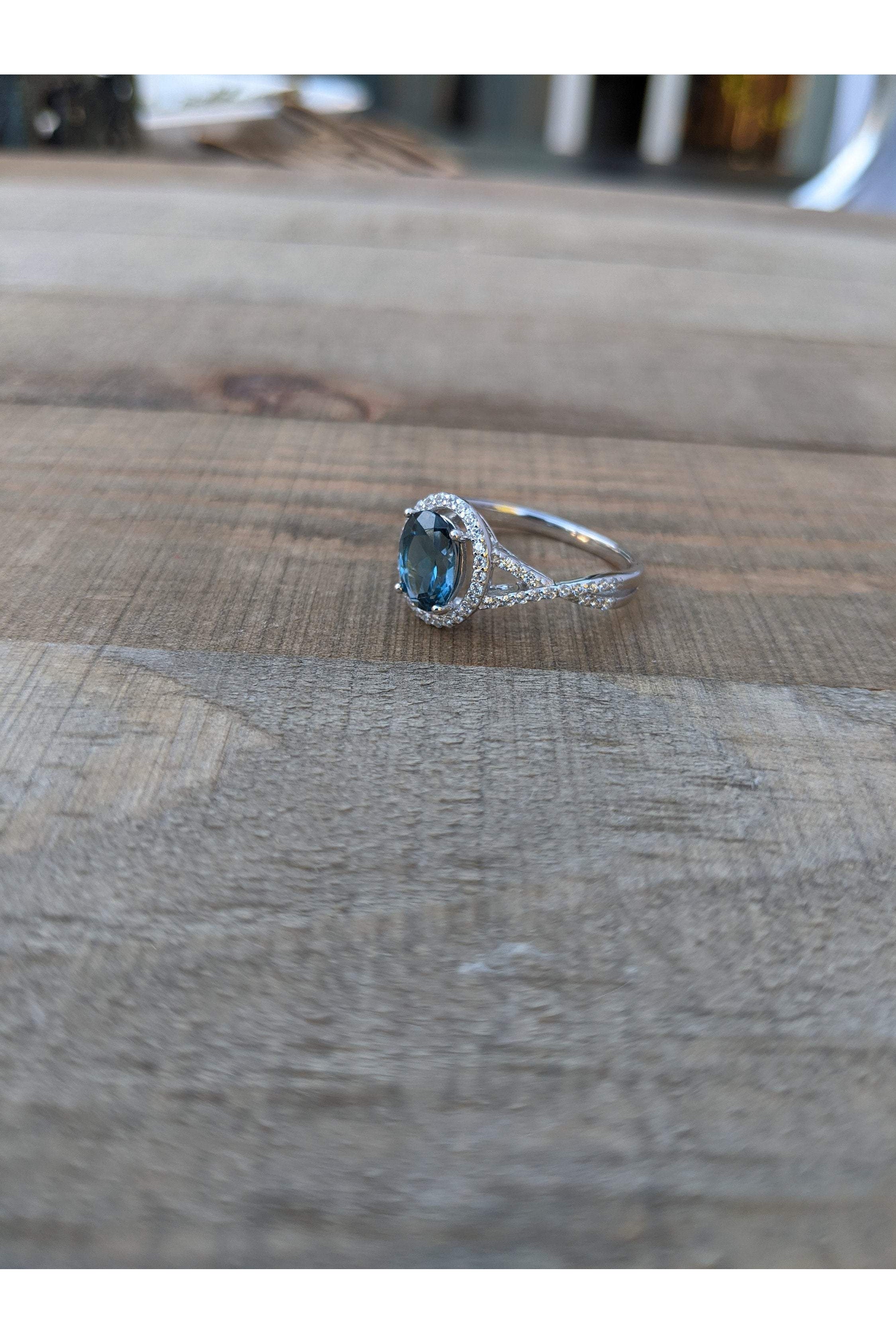 Oval London Blue Topaz Silver Ring