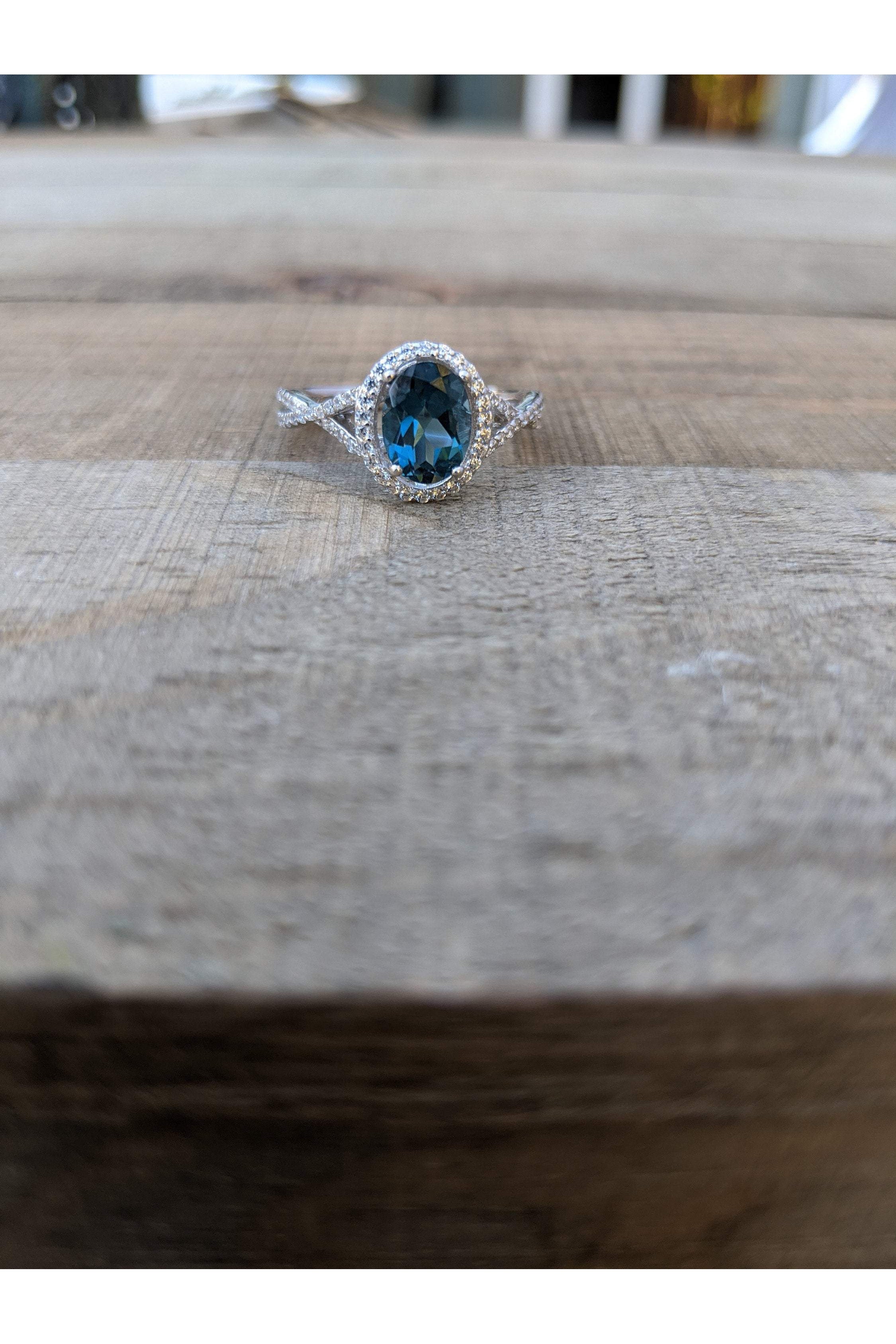 Oval London Blue Topaz Silver Ring