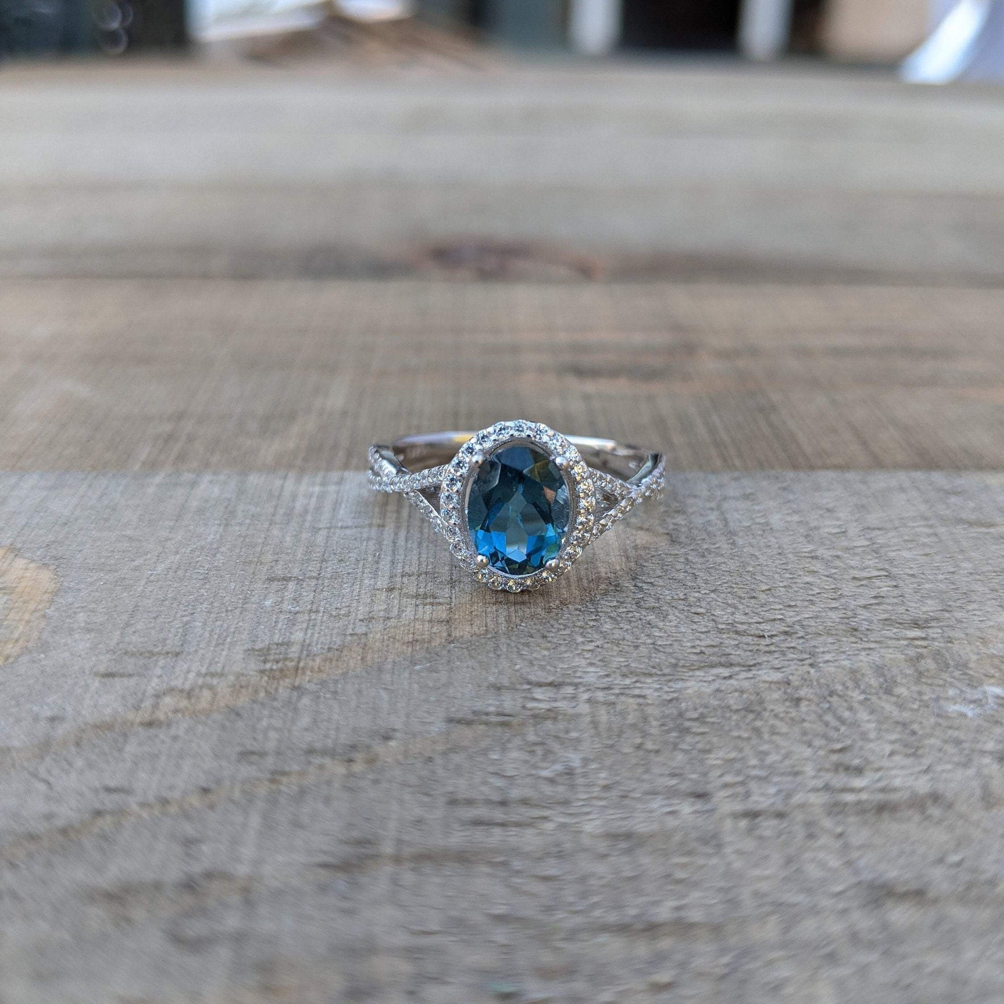 Oval London Blue Topaz Silver Ring