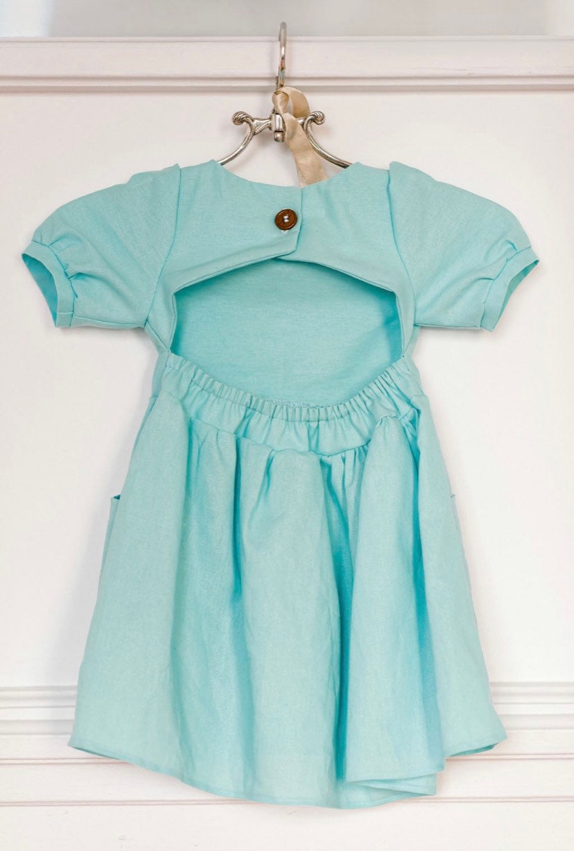 Linen Girl's Summer Dress. Made in Canada by Oakley Rae Handmade