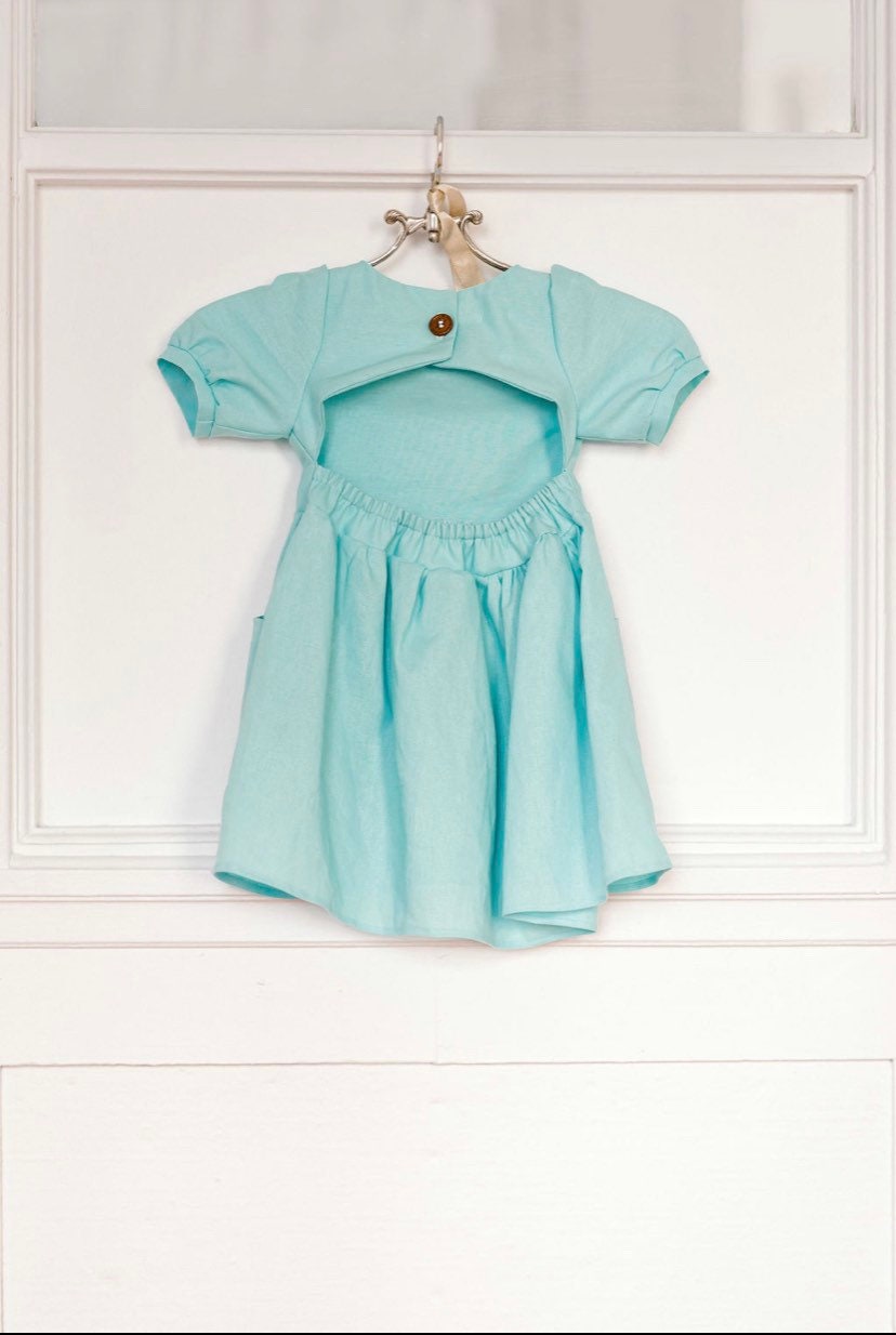 Linen Girl's Summer Dress. Made in Canada by Oakley Rae Handmade