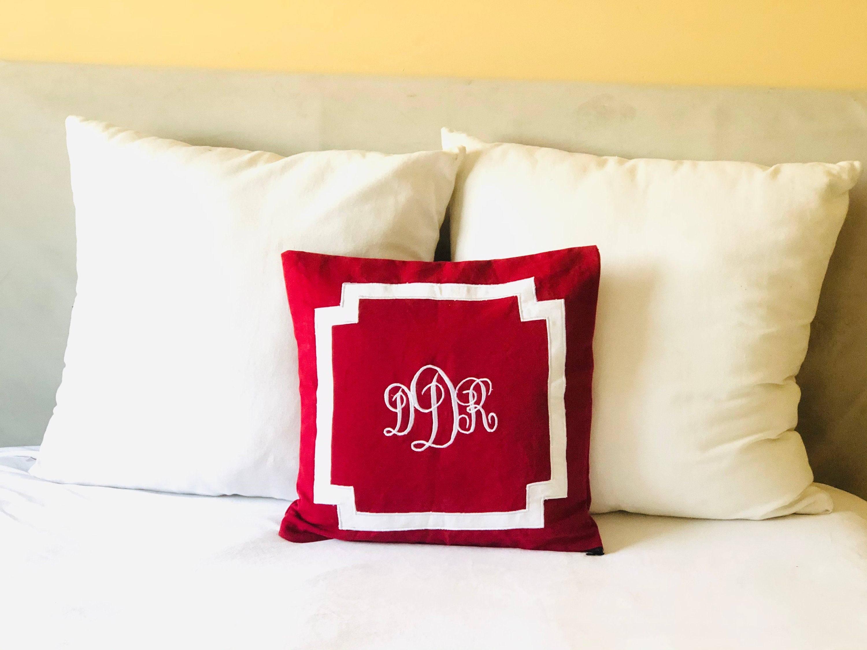 Monogrammed Square Throw Pillows, Unique Sofa Pillows