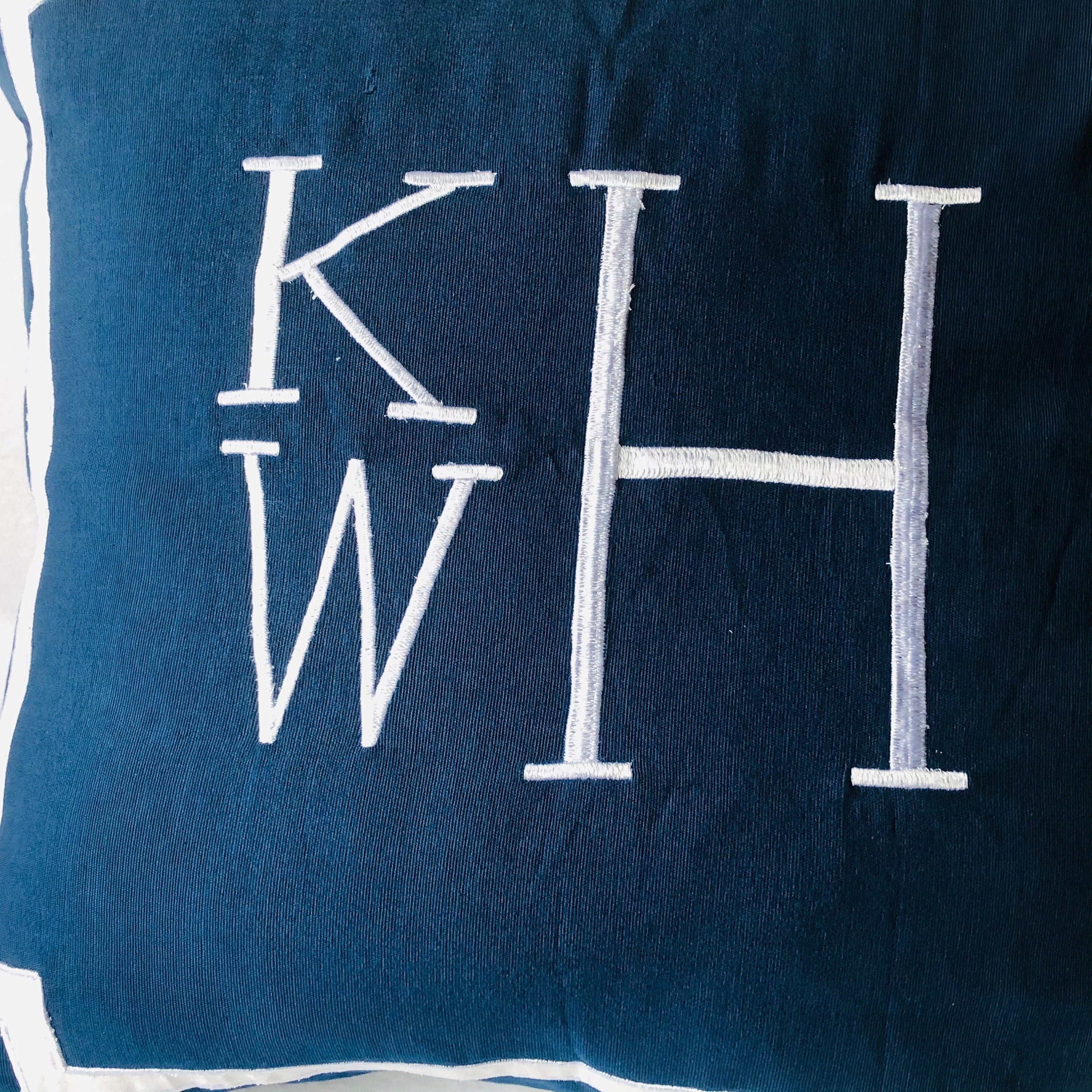 Blue Monogram Throw Pillow Covers, Blue Accent Sofa  Pillows by Snazzy Living