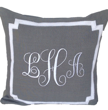 Monogrammed Gray Pillows, 18x18 inches Decorative Pillow cover