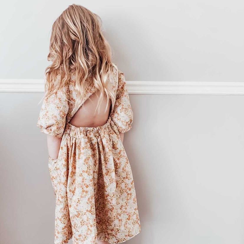 Linen Girl's Summer Dress. Made in Canada by Oakley Rae Handmade