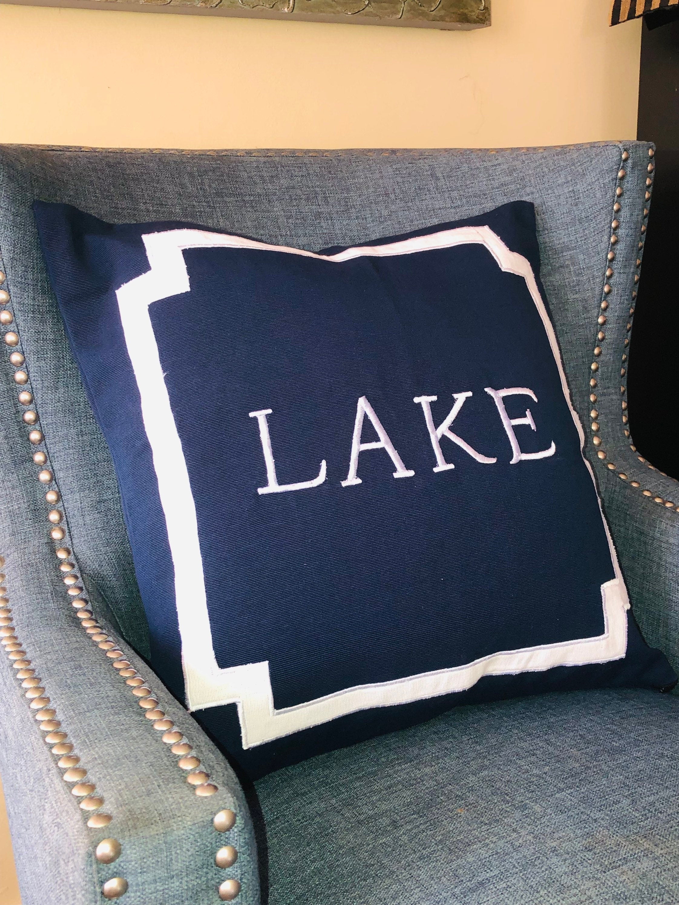 Lake Pillow, Beach House Accent Square Throw Pillows