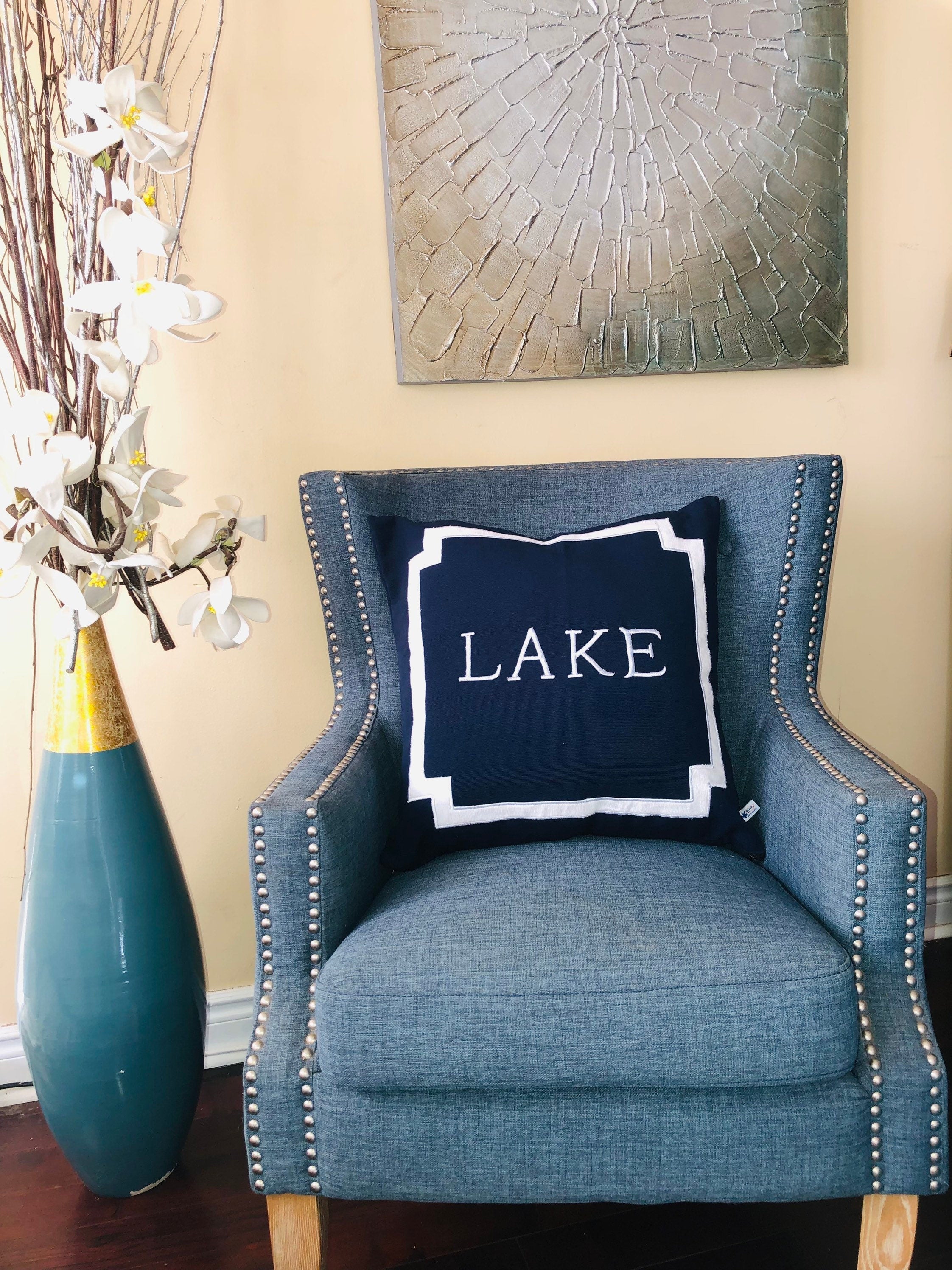 Lake Pillow, Beach House Accent Square Throw Pillows