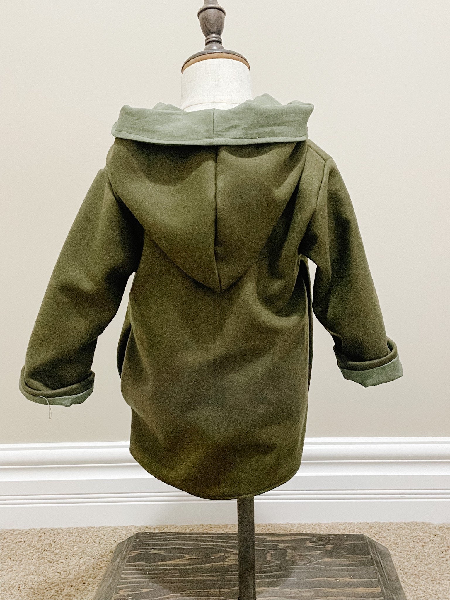 Hunter Green Kid's Coat with Hoodie for Girls or Boys