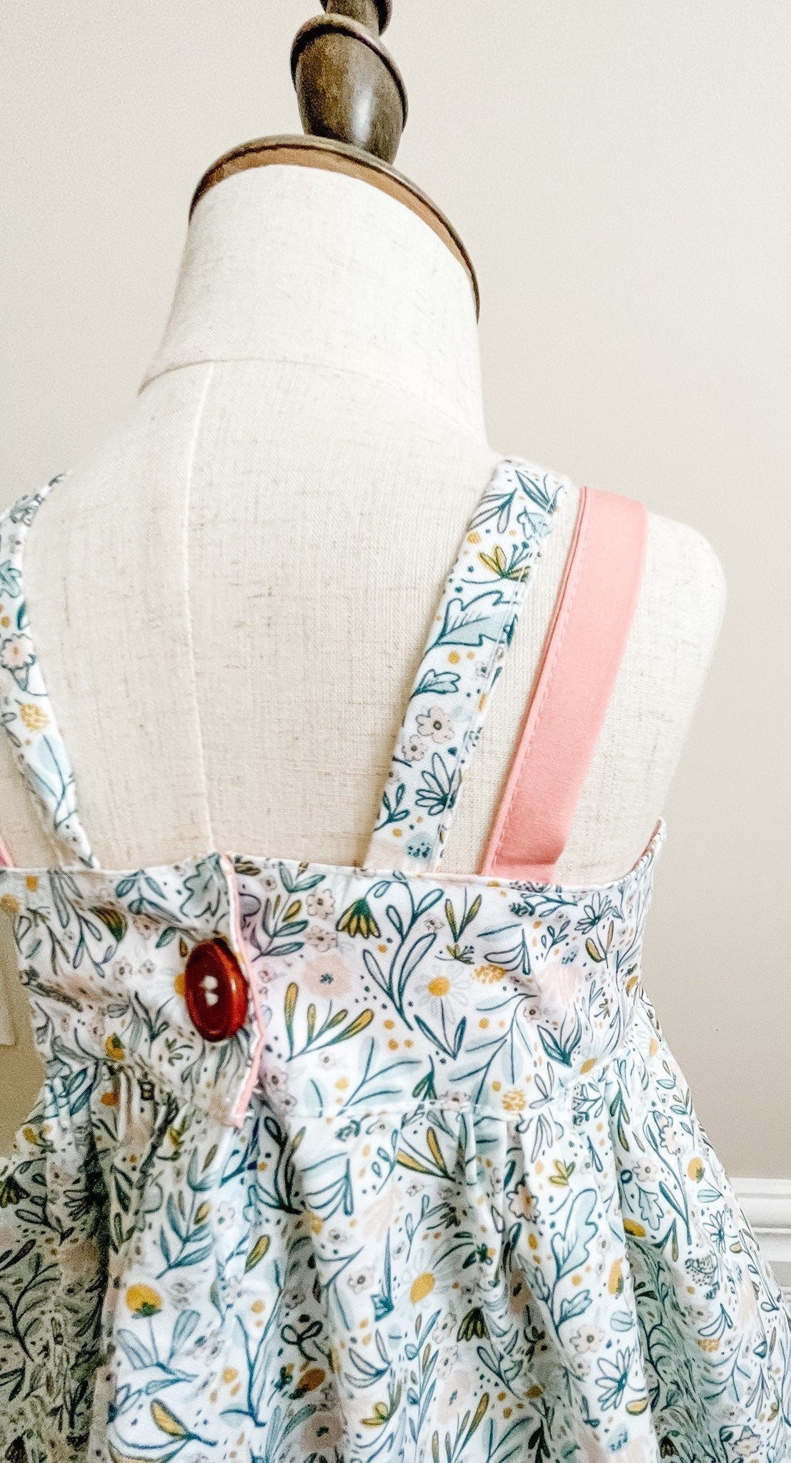 Custom Made Spring Easter Girls Floral Pink Sun Dress. Made in Canada by Oakley Rae Handmade