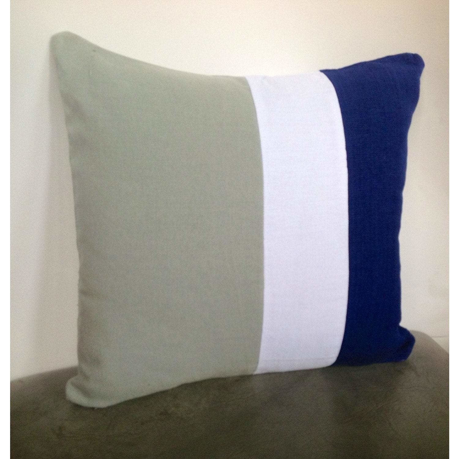 Color block Pillows Grey, White and Navy 16x16"