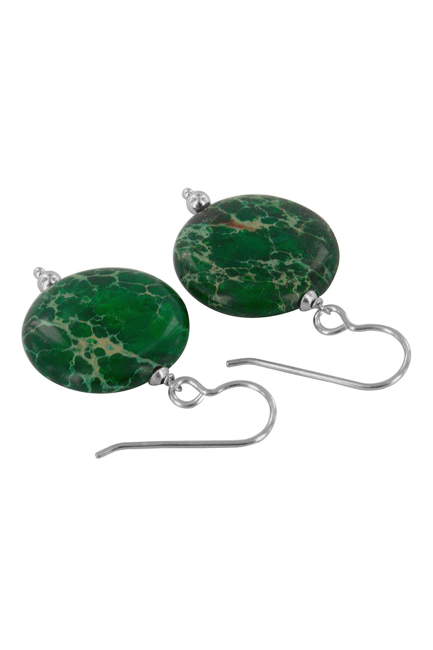 Round Green Jasper Handmade Earrings