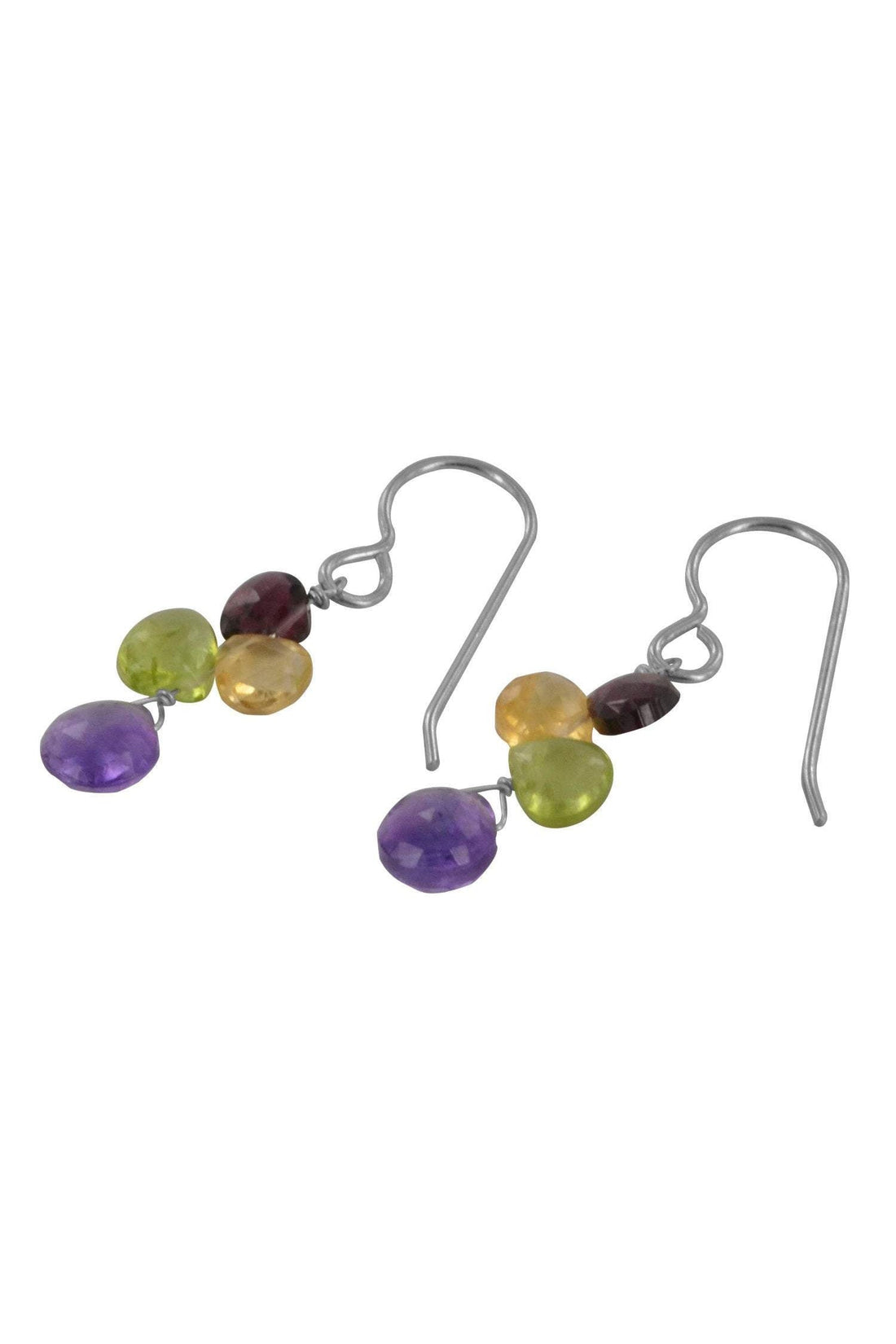 Rainbow Colors Amethyst, Garnet, Peridot, Citrine Earrings