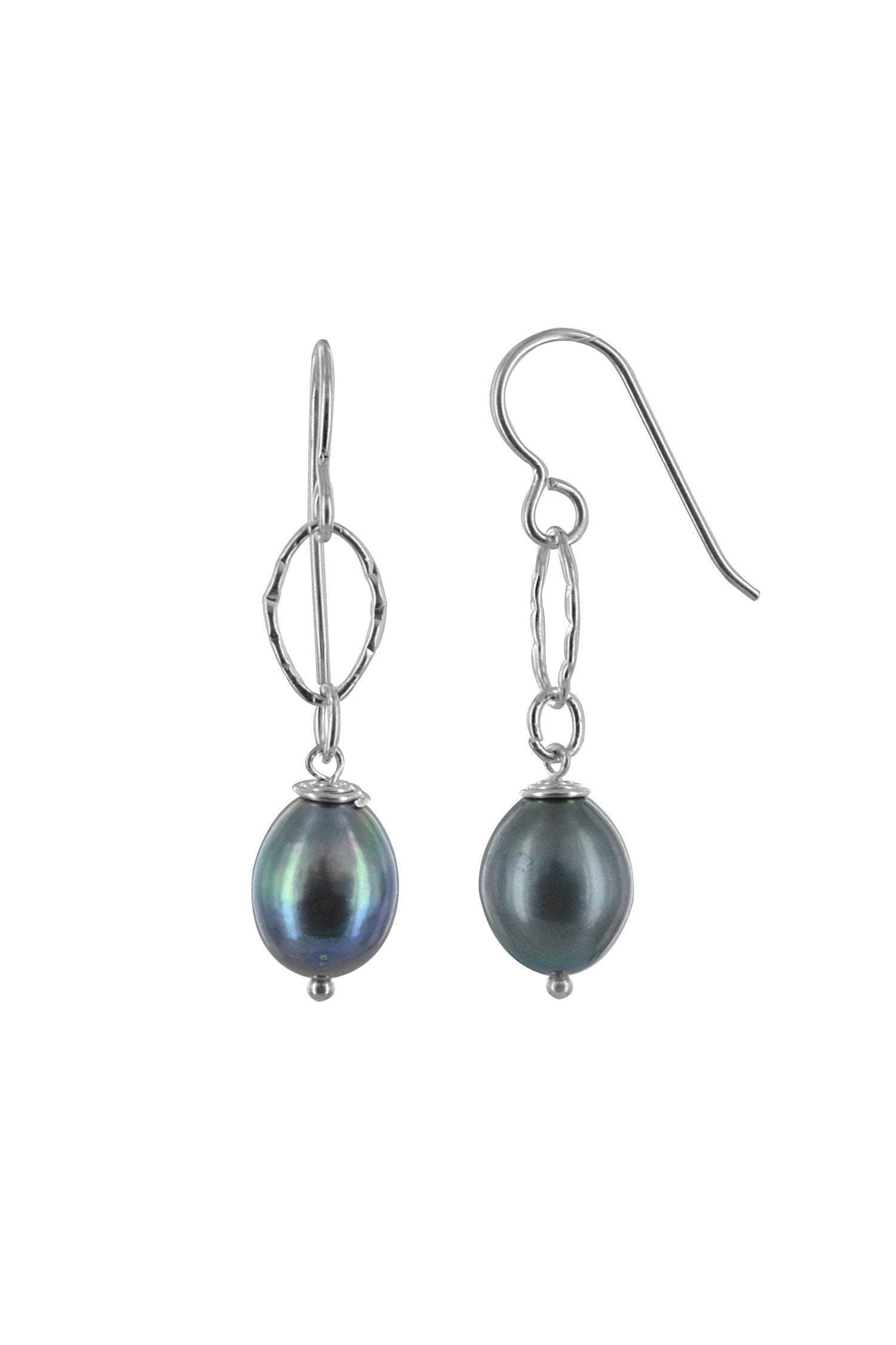 Black Pearl Long Gold Dangle Earrings