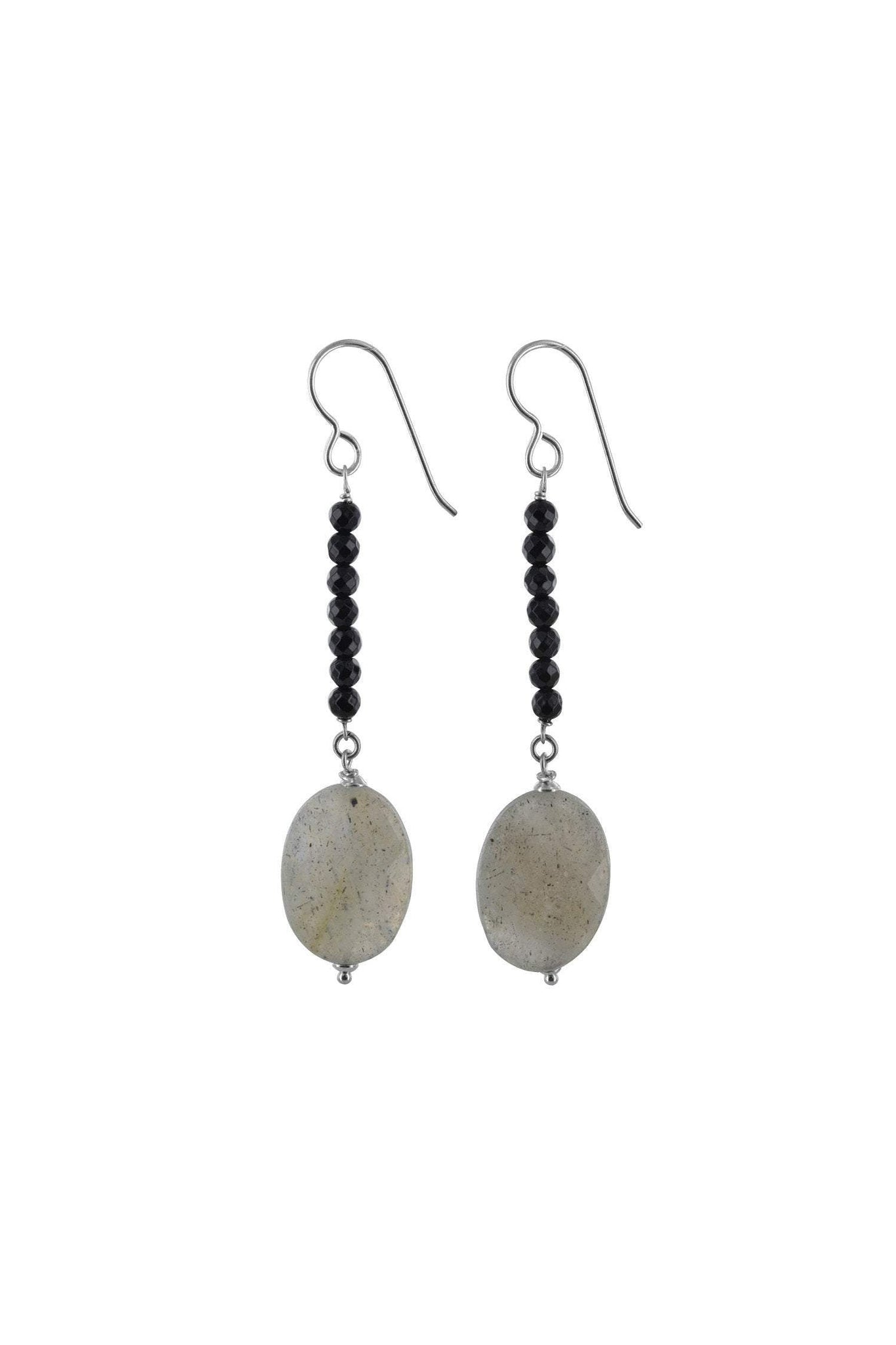Labradorite, Black Onyx Earrings