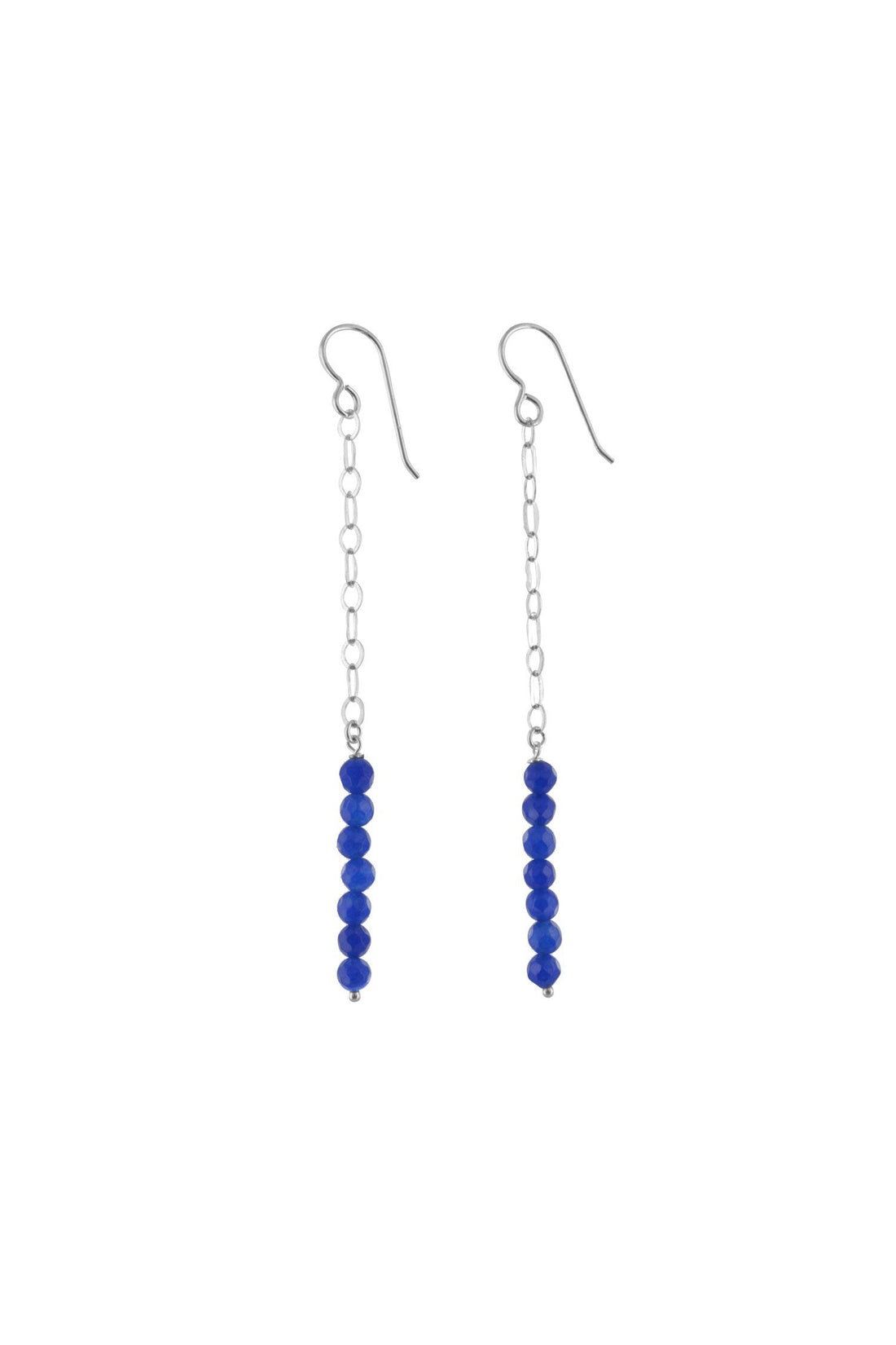 Super Long Blue Jade Silver Earrings