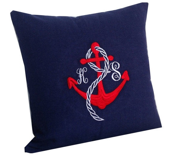 Beach Home Decor, Nautical Monogram Pillows