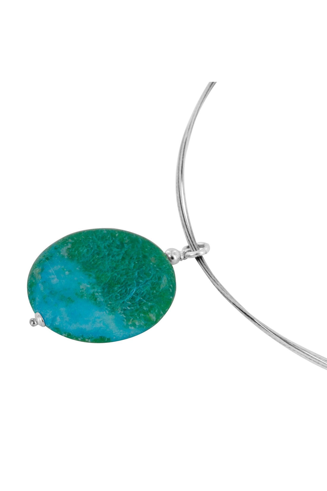 Blue Green Jasper Gemstone Dangle Round Earrings