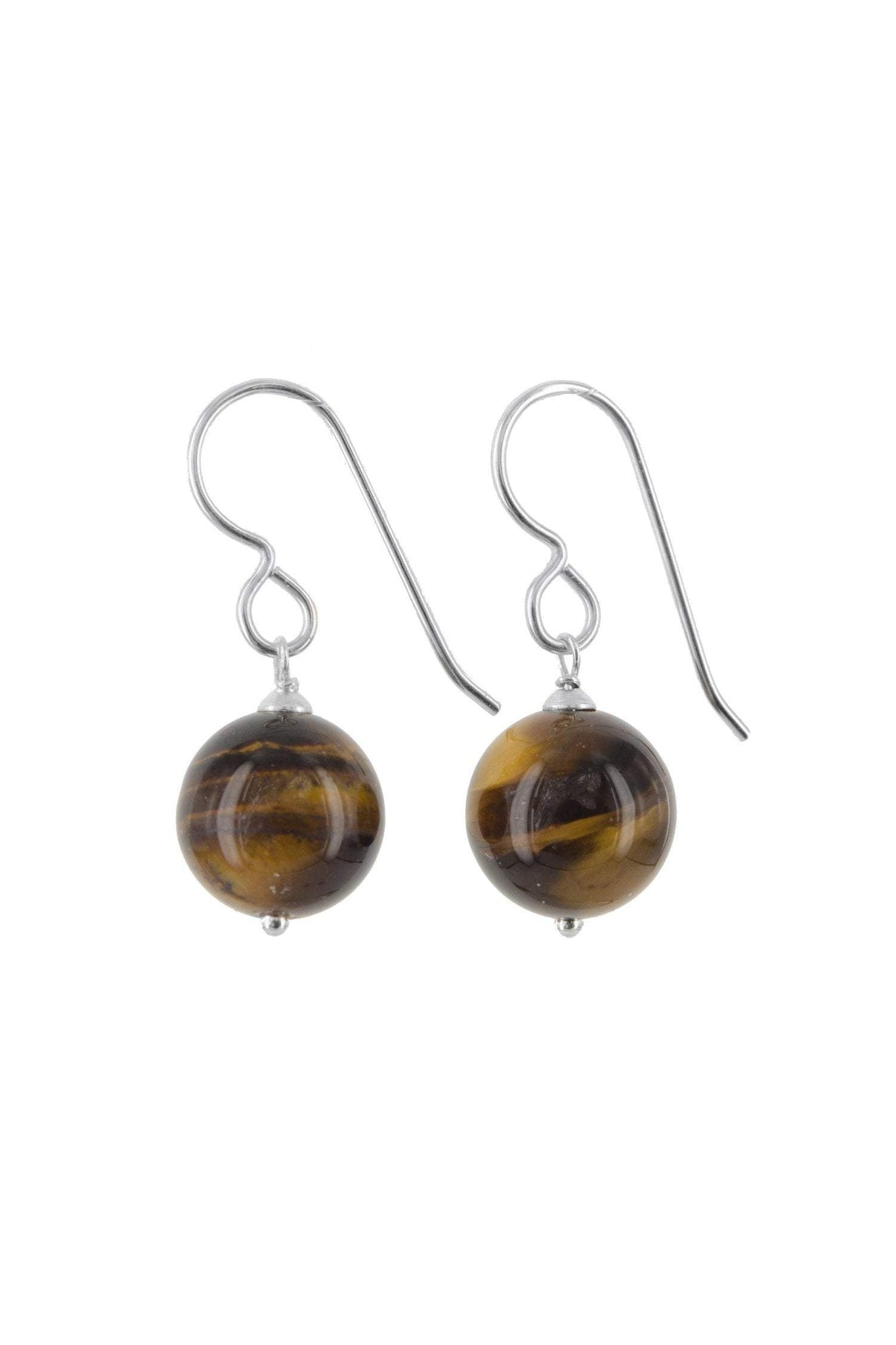 Brown Earrings, Tigers Eye 10MM Bead Earrings