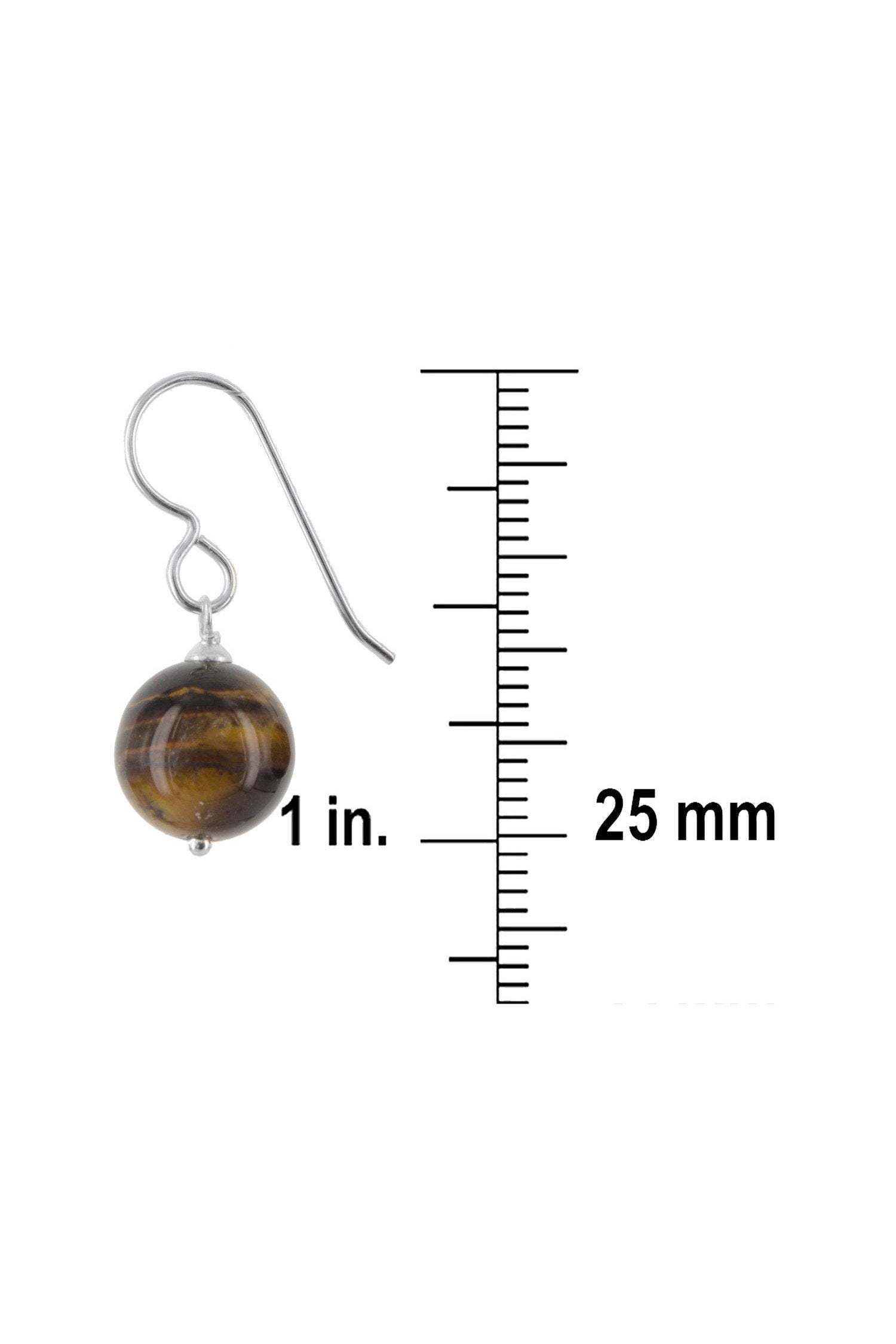 Brown Earrings, Tigers Eye 10MM Bead Earrings