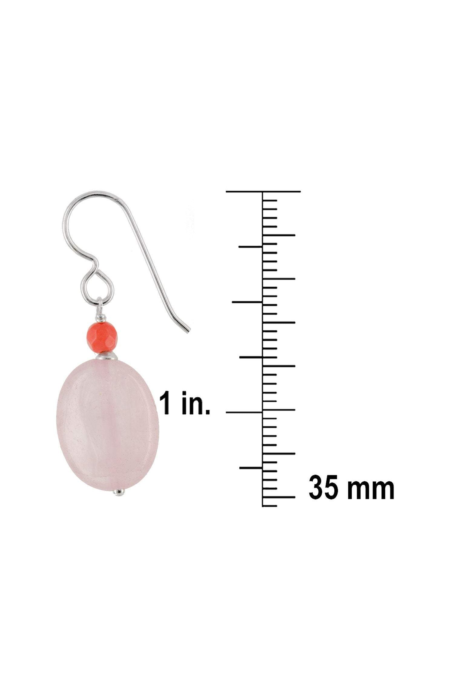 Pink Quartz, Coral Earrings