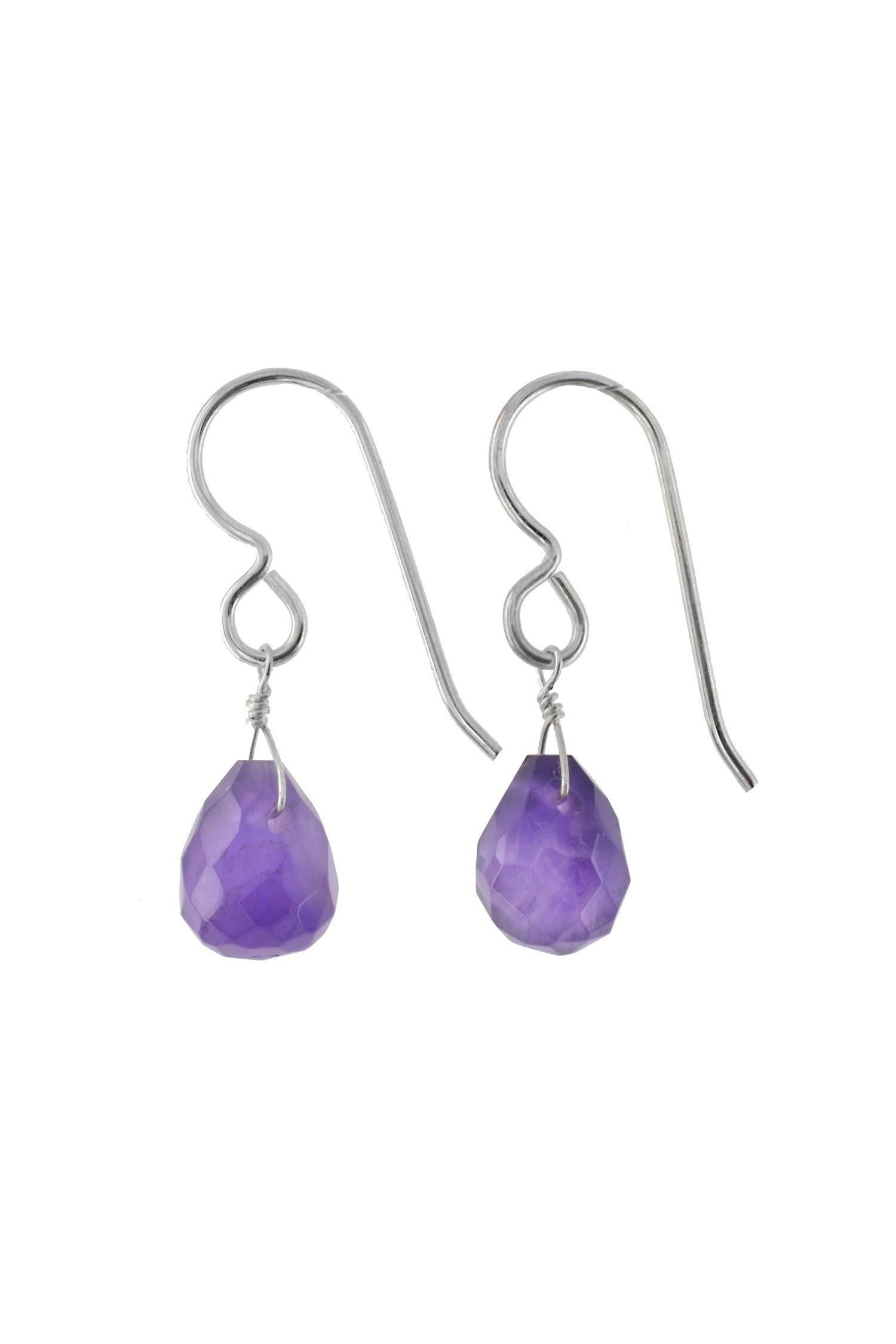 Small Amethyst Dangle Silver Earrings