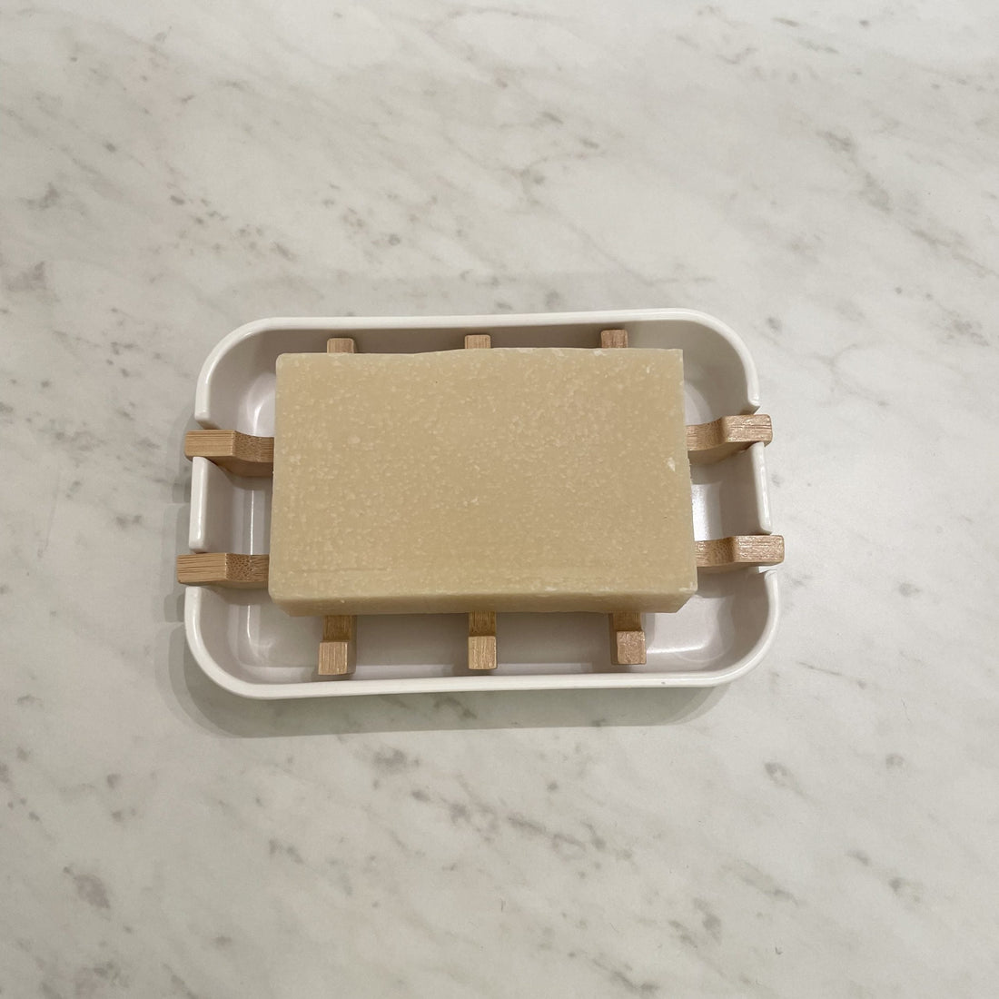 Bamboo Draining Soap Dish – White | Shampoo Bar Dish