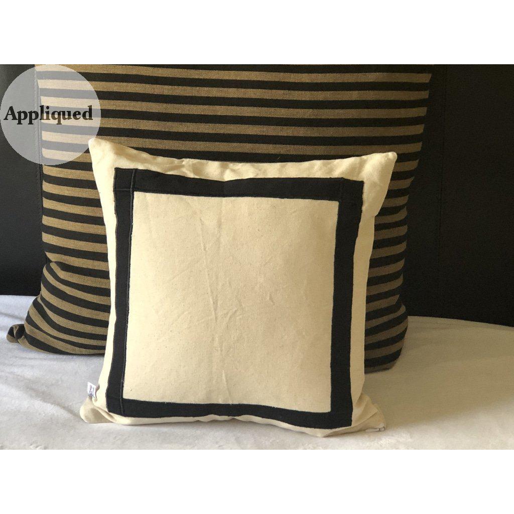 Ivory Trim Pillows | Black and White Designer Abstract Modern Pillow