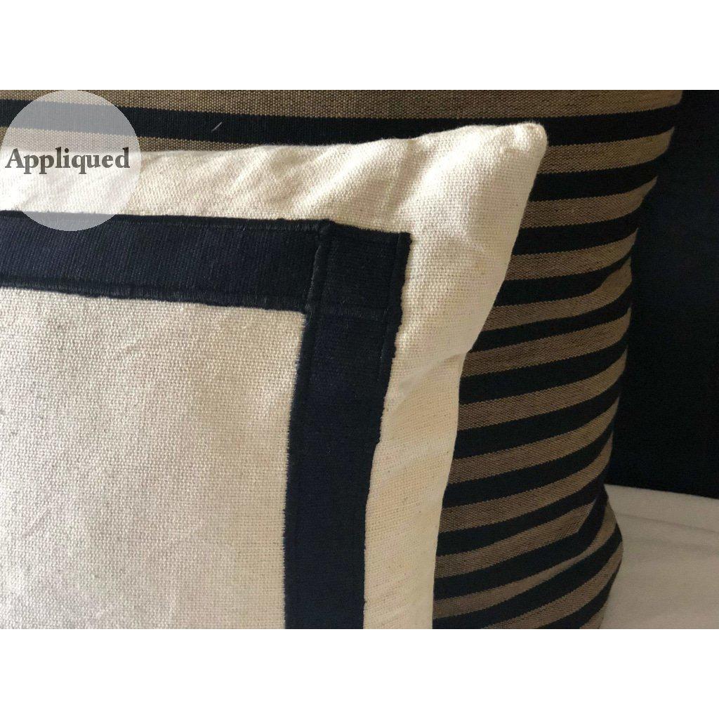 Ivory Trim Pillows | Black and White Designer Abstract Modern Pillow