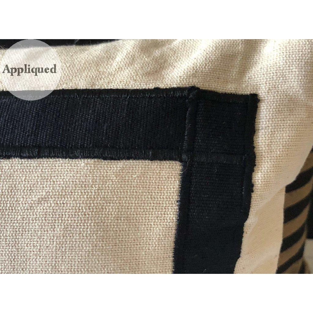 Ivory Trim Pillows | Black and White Designer Abstract Modern Pillow