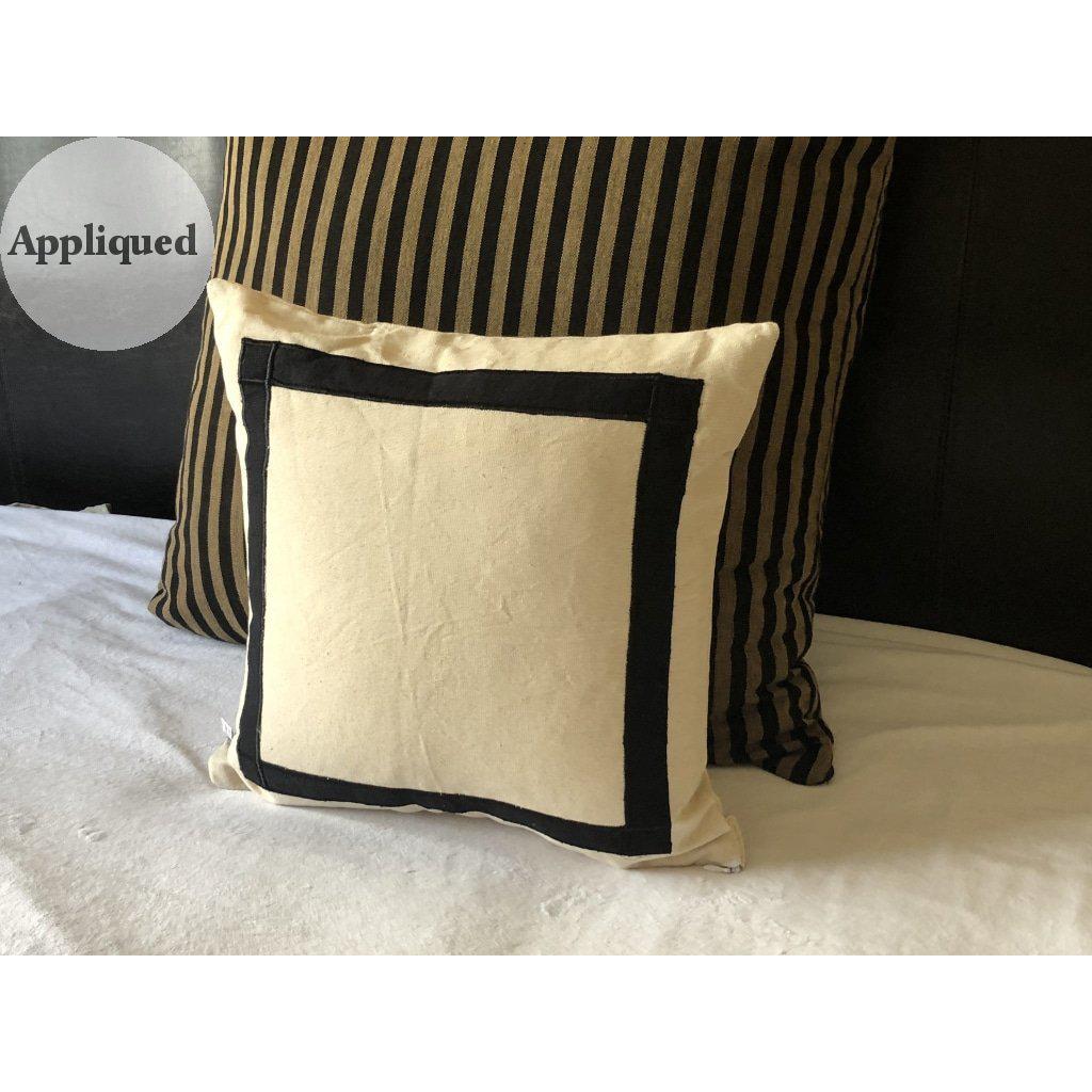 Ivory Trim Pillows | Black and White Designer Abstract Modern Pillow
