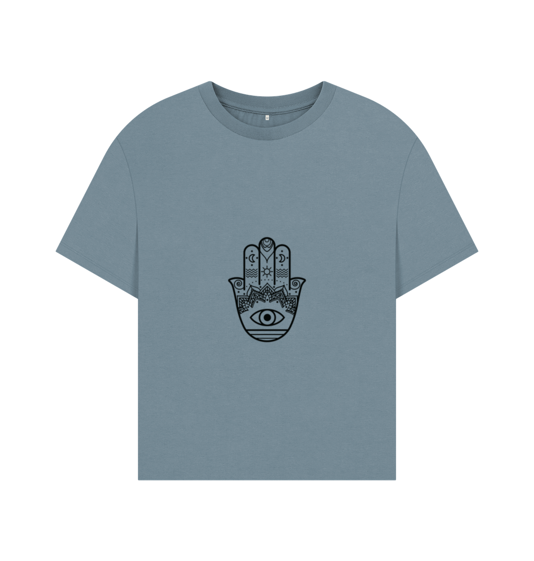 HAMSA / EVIL EYE SYMBOL Yoga Oversized T-shirt | White T-Shirt