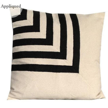 Appliqued Ivory Black Abstract Pillows