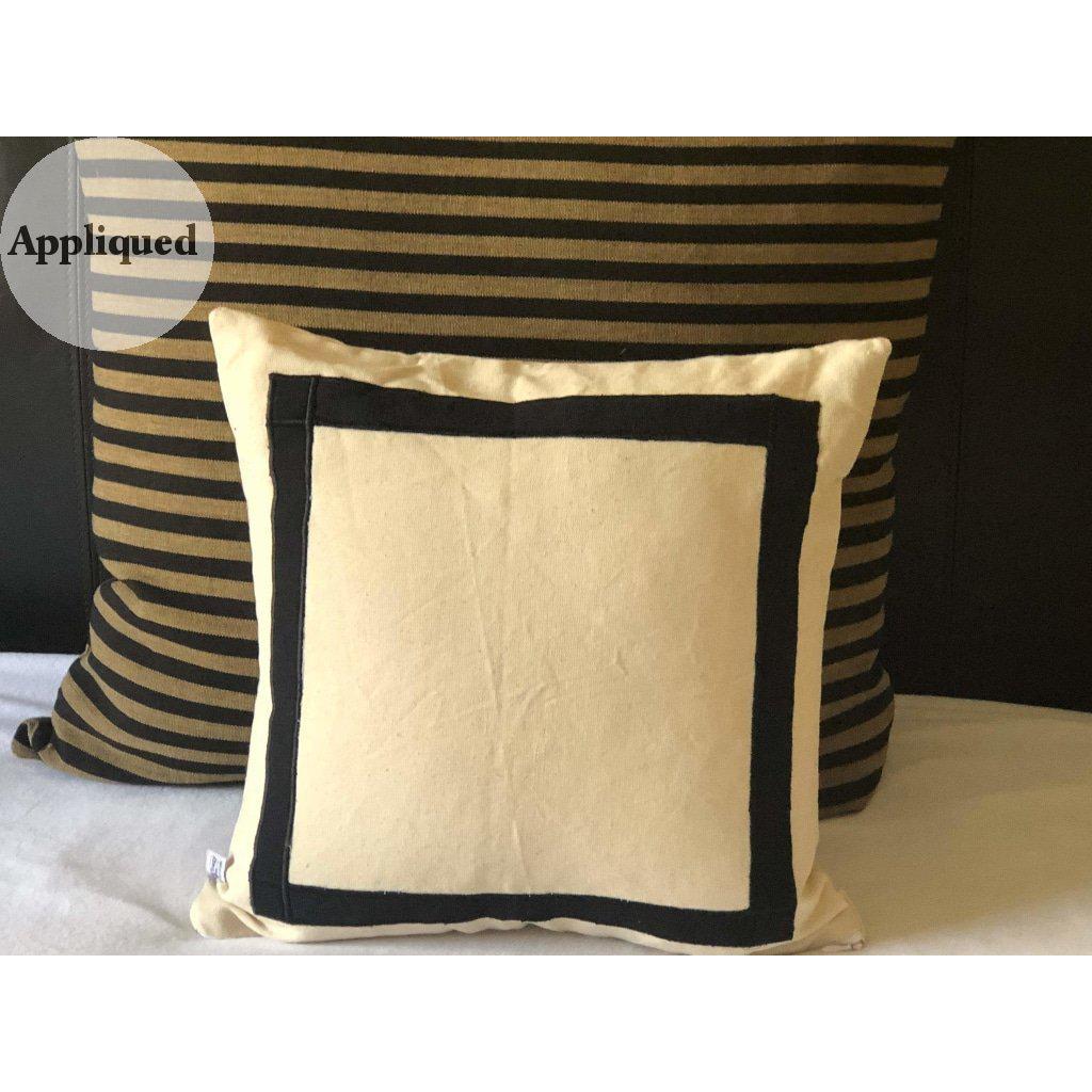 Ivory Trim Pillows | Black and White Designer Abstract Modern Pillow