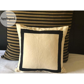 Ivory Trim Pillows | Black and White Designer Abstract Modern Pillow