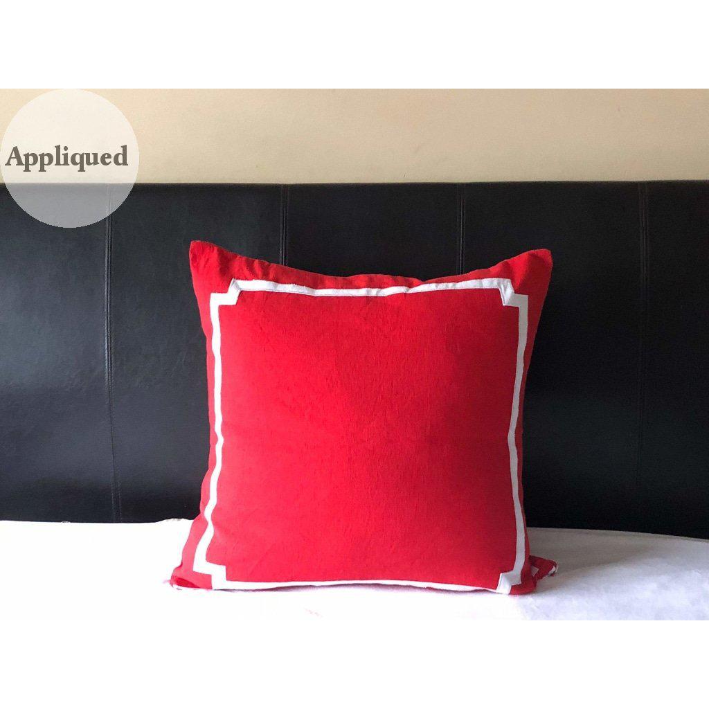 Trim Pillows for Bedroom, White Red Decorative Pillows