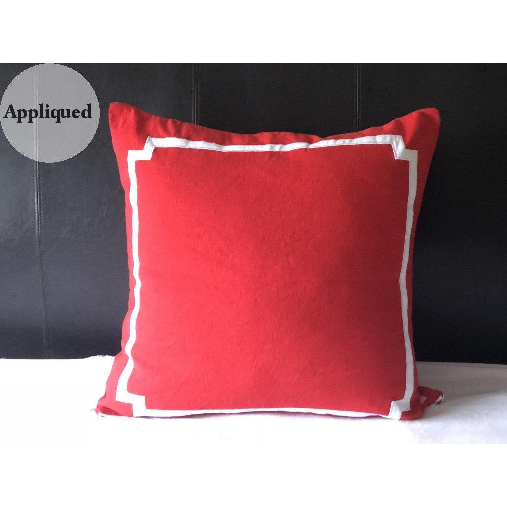 Trim Pillows for Bedroom, White Red Decorative Pillows