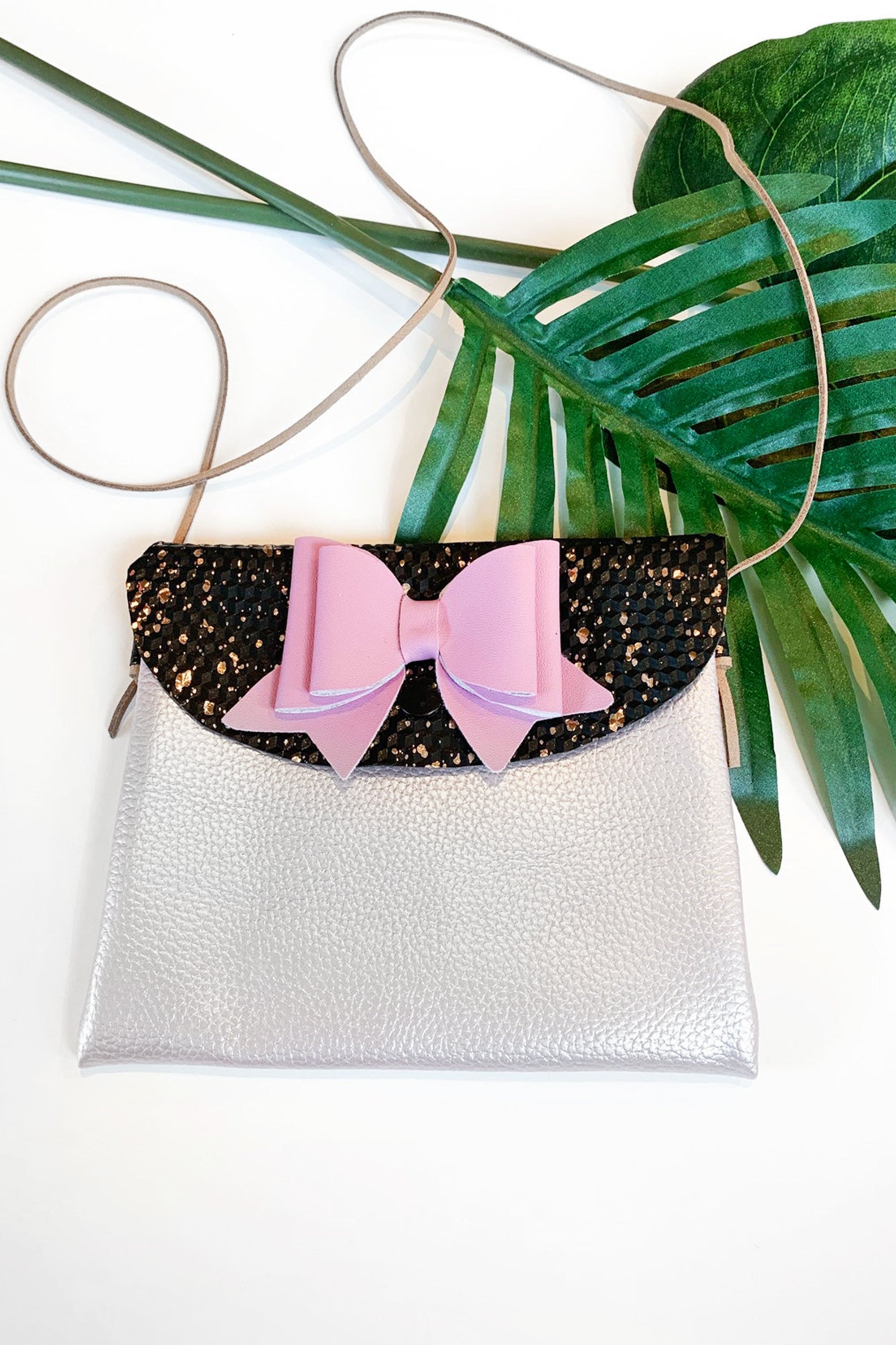 Little Girl's Vegan Purse with a Purple Bow by Oakley Rae Handmade