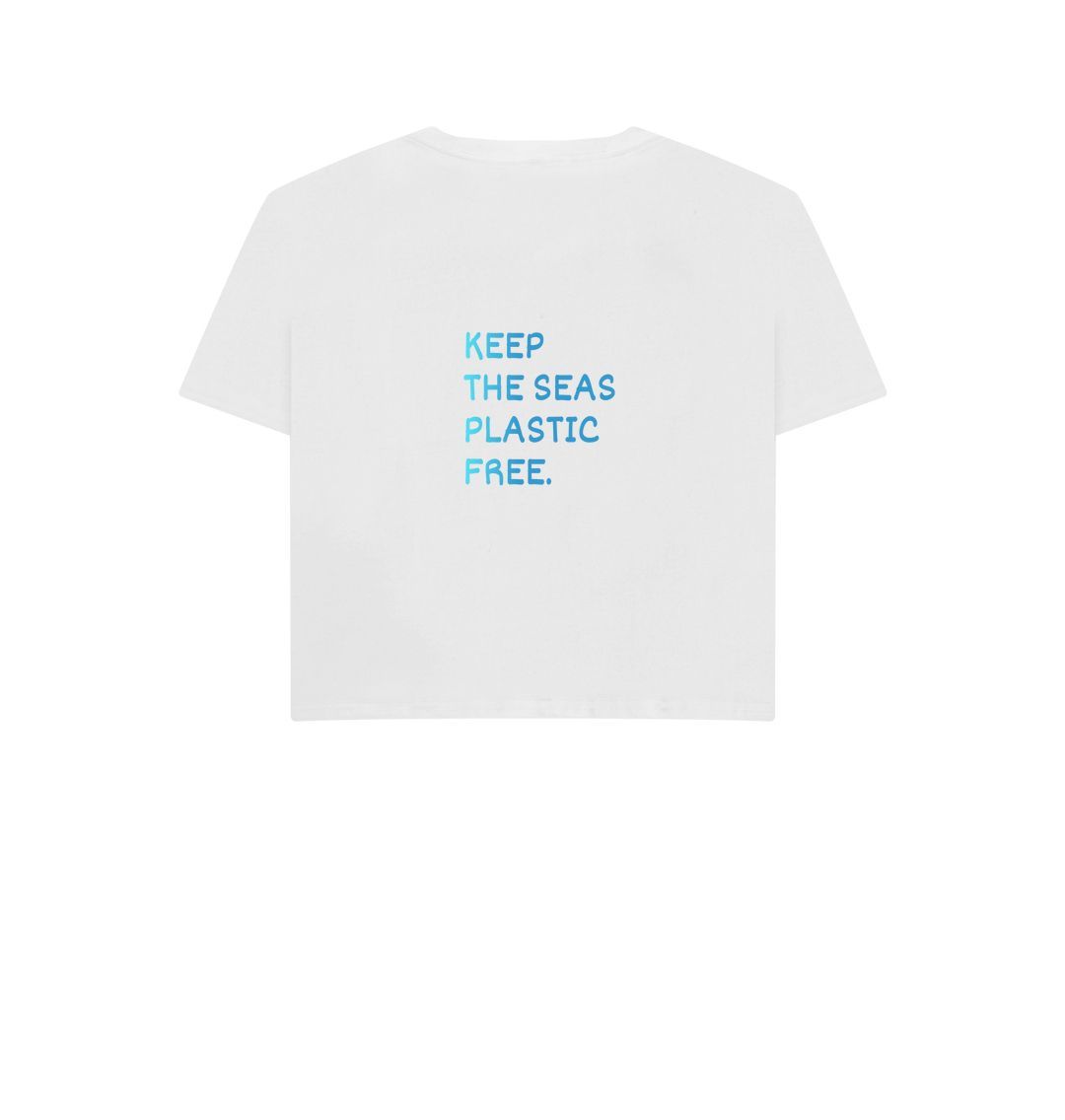 "Keep the Seas Plastic Free" Crop Top for Women & Girls | Organic Fairtrade Cotton