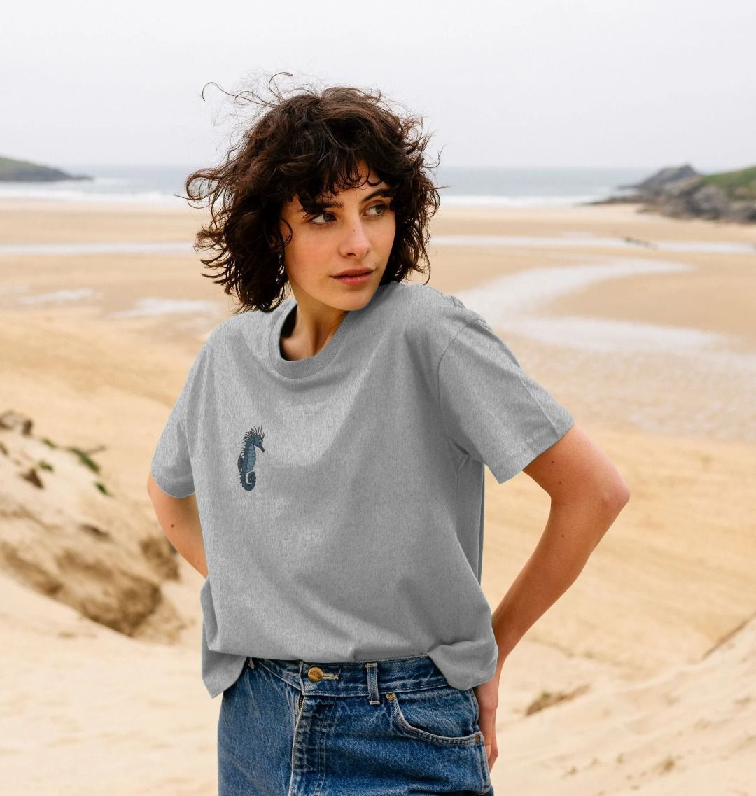 Seahorse White Crop Top | White T-shirt | White Tops for Women