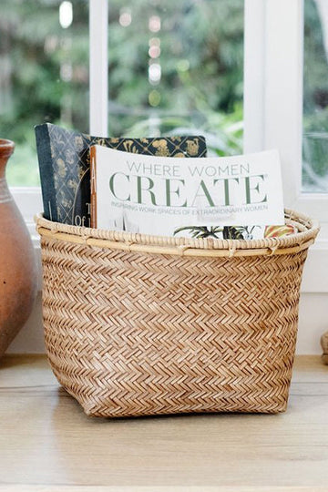 Storage Organizer with Rattan Rim