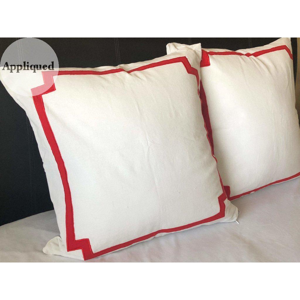 Trim Pillows for Bedroom, White Red Decorative Pillows