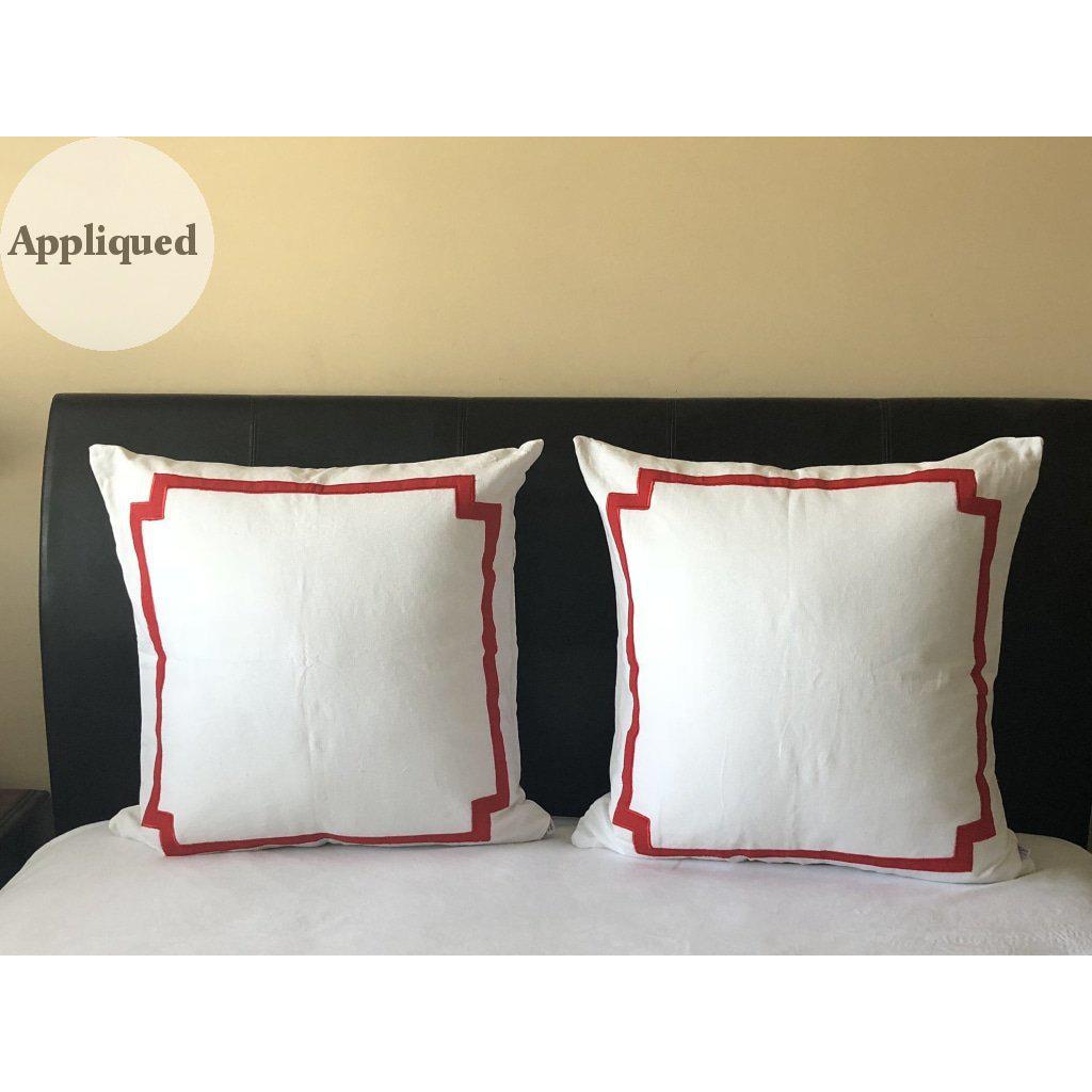 Trim Pillows for Bedroom, White Red Decorative Pillows