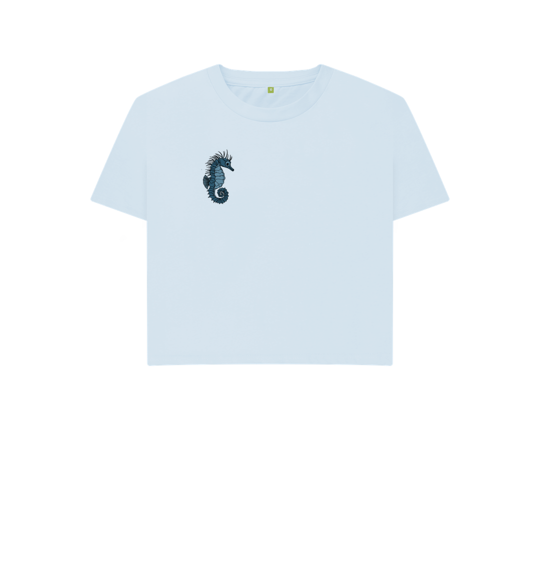 Seahorse White Crop Top | White T-shirt | White Tops for Women