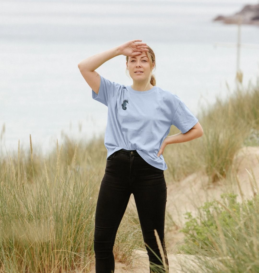 Seahorse White Crop Top | White T-shirt | White Tops for Women